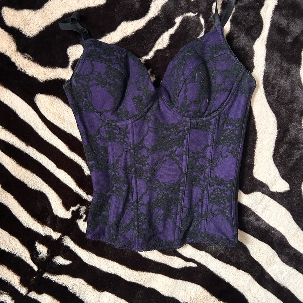 Purple and Black Lace Bustier